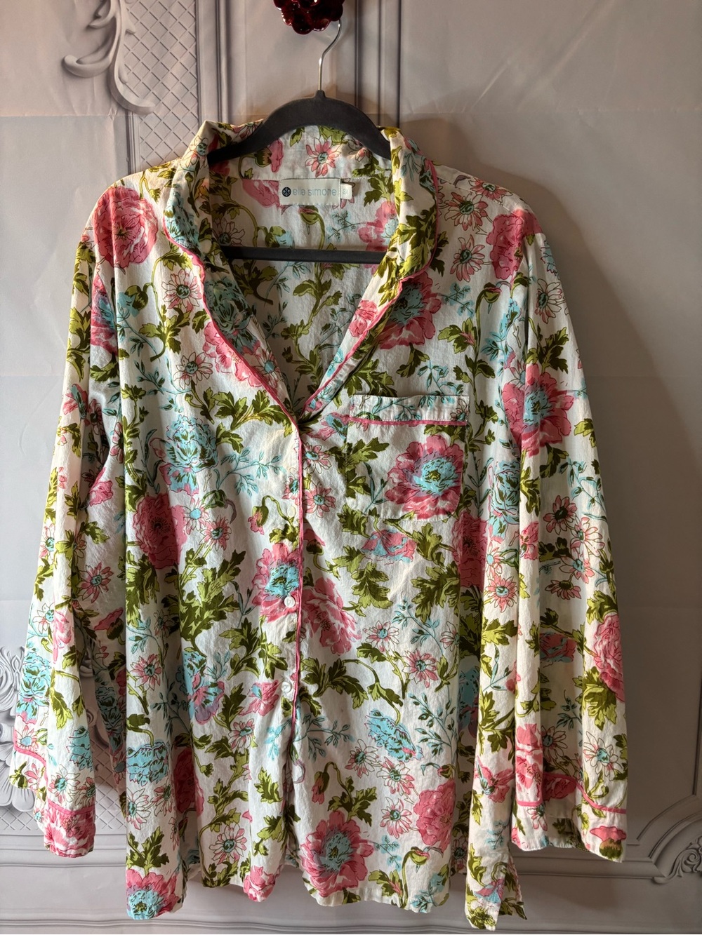 Women’s Ella Simone English Rose Cotton Lawn Pajama Set, Size 3x